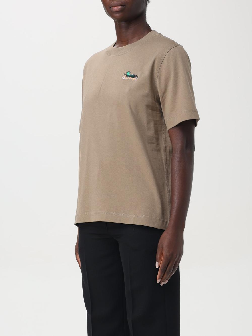 Giglio T-shirt In Cotone Burberry Con Logo Ricamato