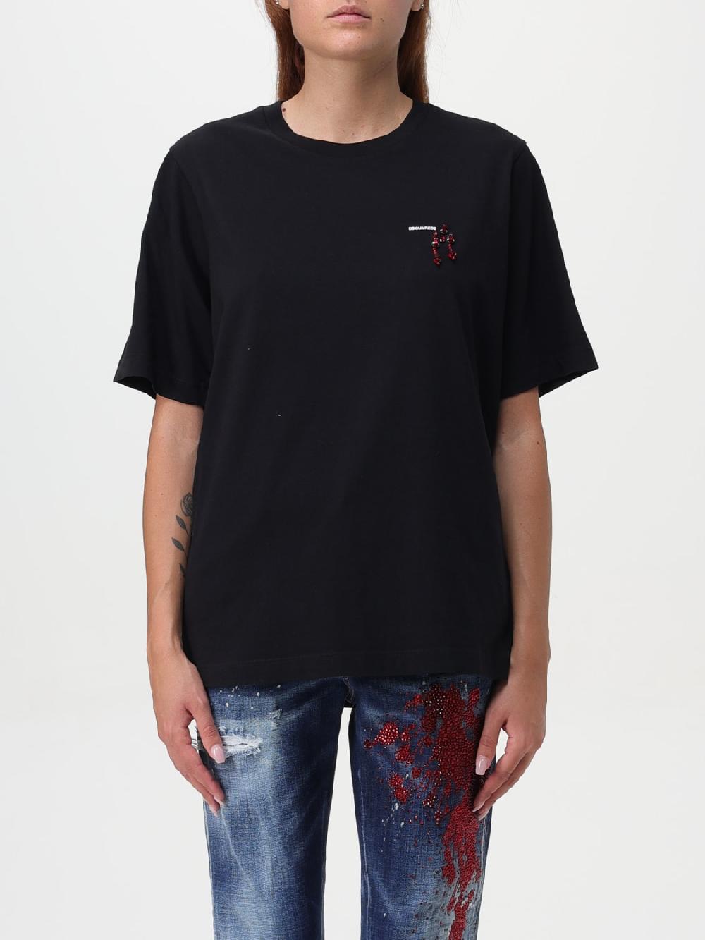 Giglio T-shirt in cotone Dsquared2 con applicazioni