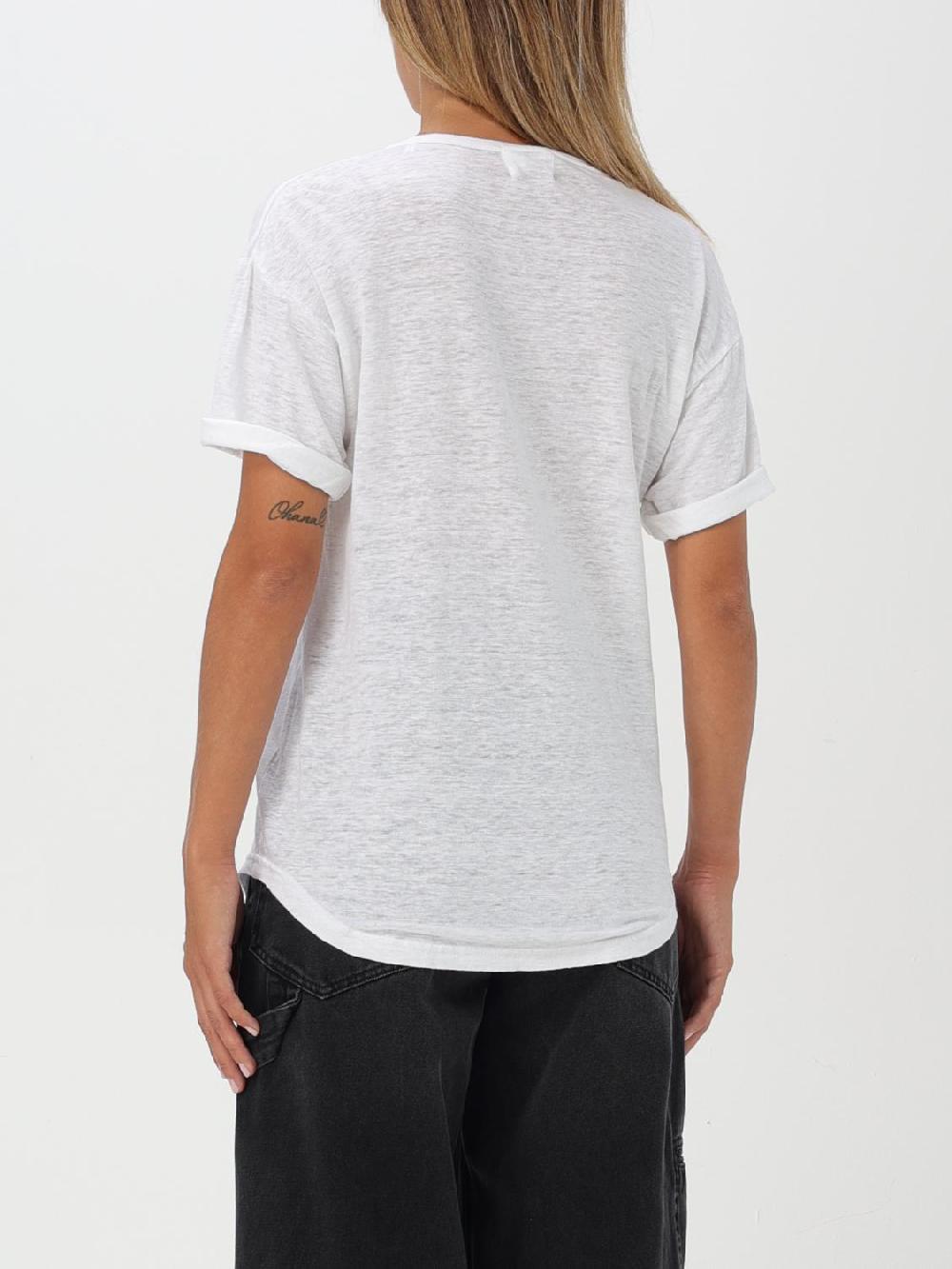 Giglio T-shirt Isabel Marant Etoile In Lino Con Stampa Logo