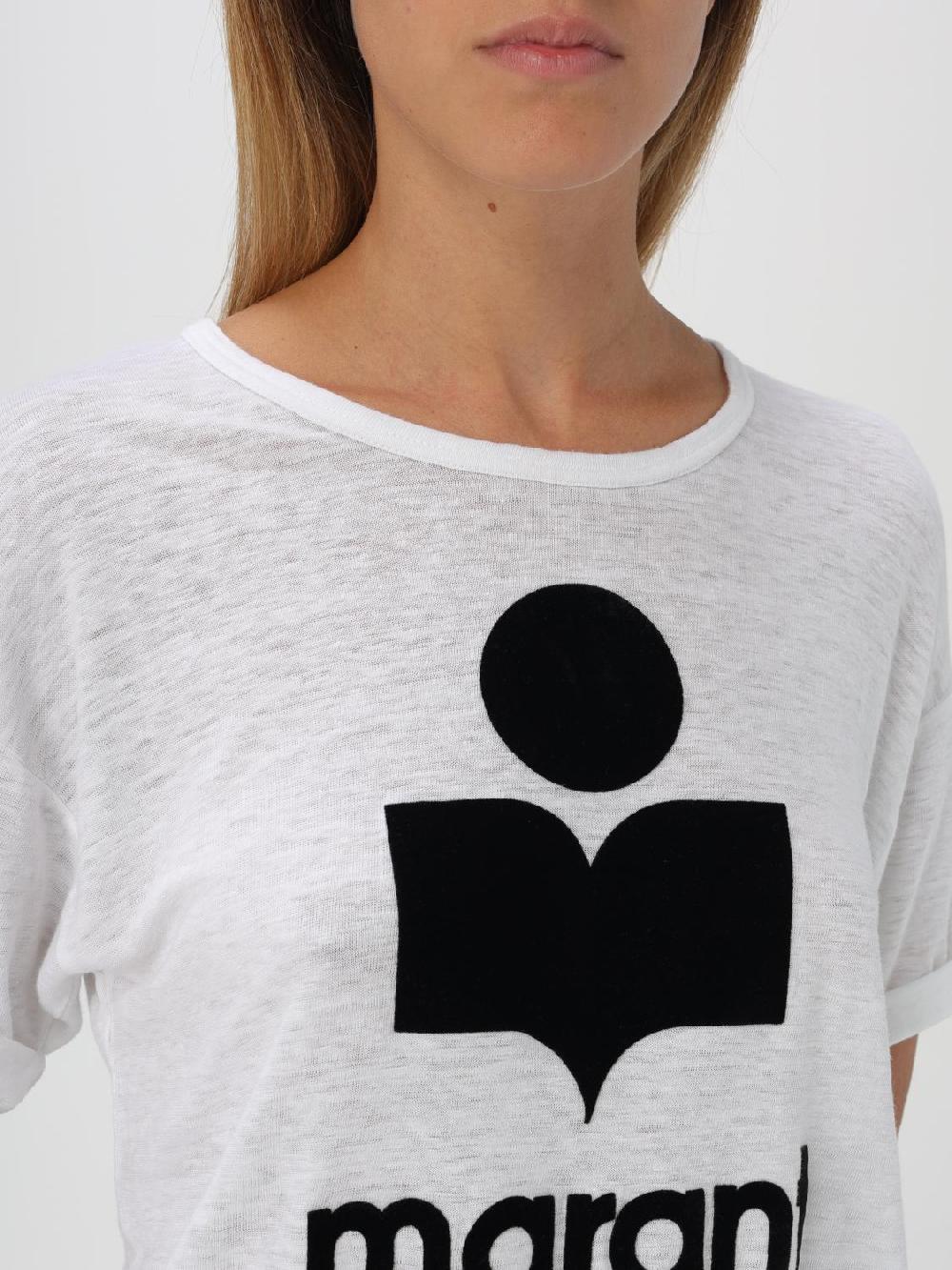 Giglio T-shirt Isabel Marant Etoile In Lino Con Stampa Logo