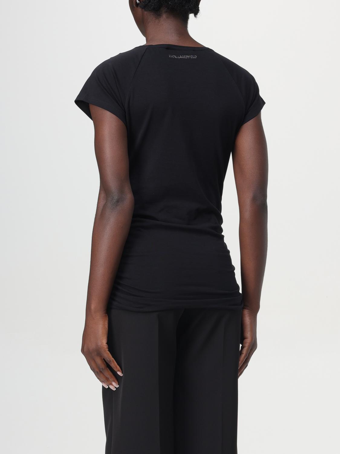 Giglio T-shirt Karl Lagerfeld In Jersey Di Cotone Con Logo Di Strass