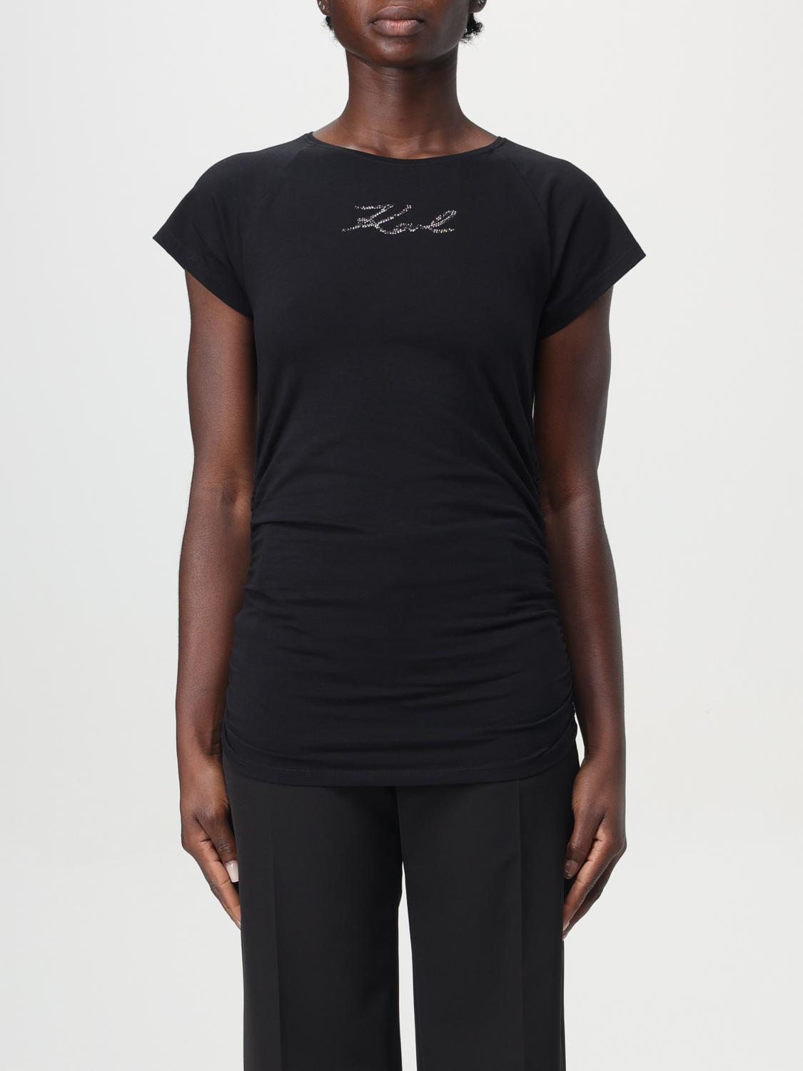 Giglio T-shirt Karl Lagerfeld in jersey di cotone con logo di strass