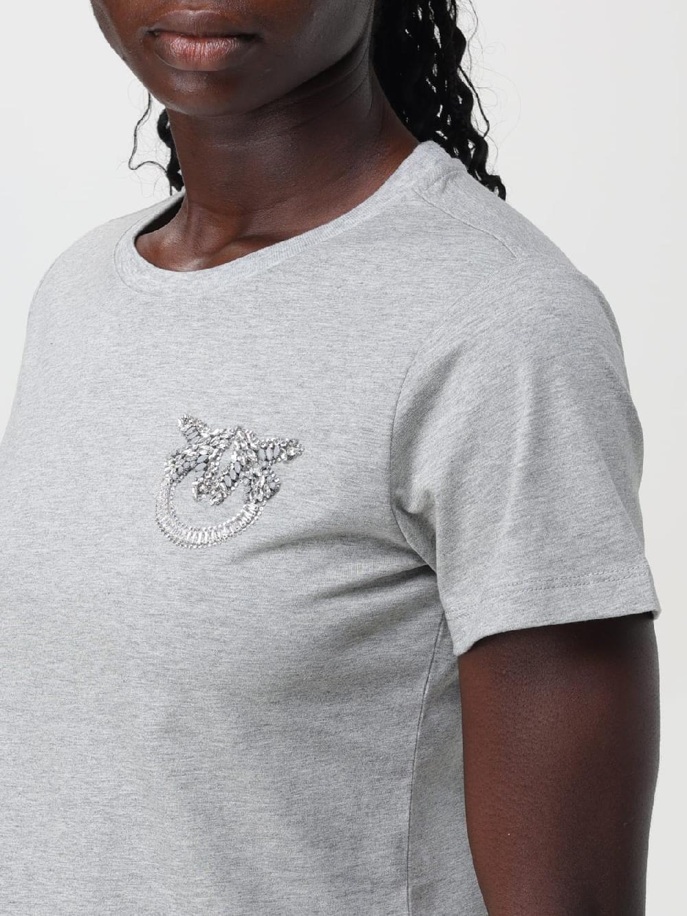 Giglio T-shirt Love Birds Pinko In Cotone Con Strass