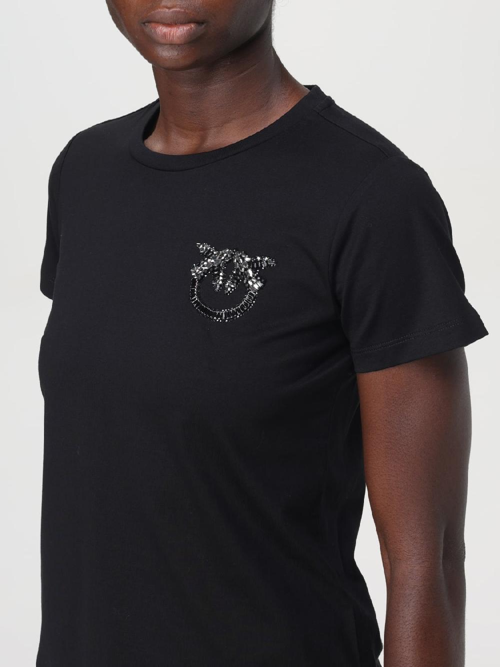Giglio T-shirt Love Birds Pinko In Cotone Con Strass