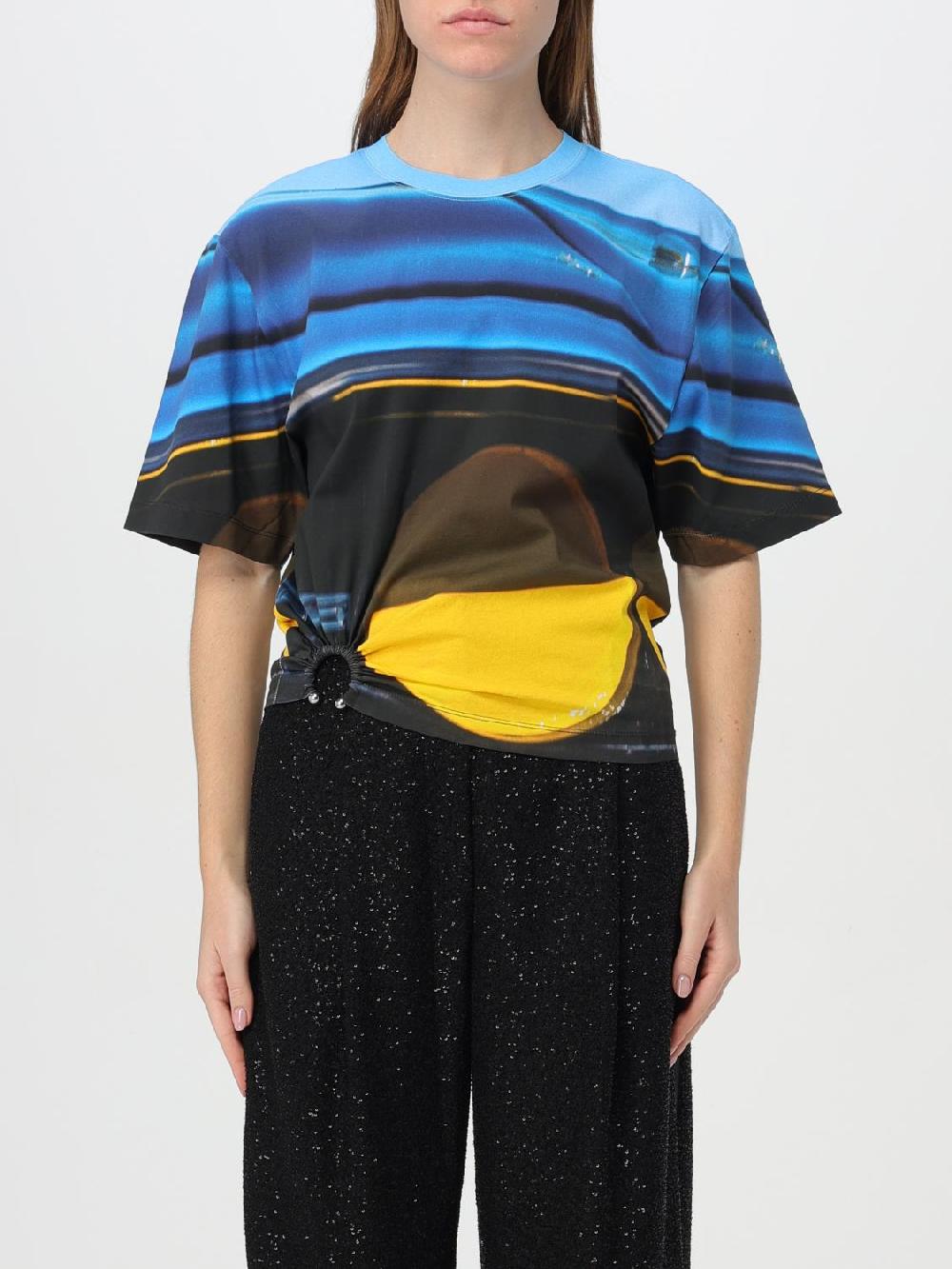 Giglio T-shirt Rabanne cropped in cotone con stampa grafica