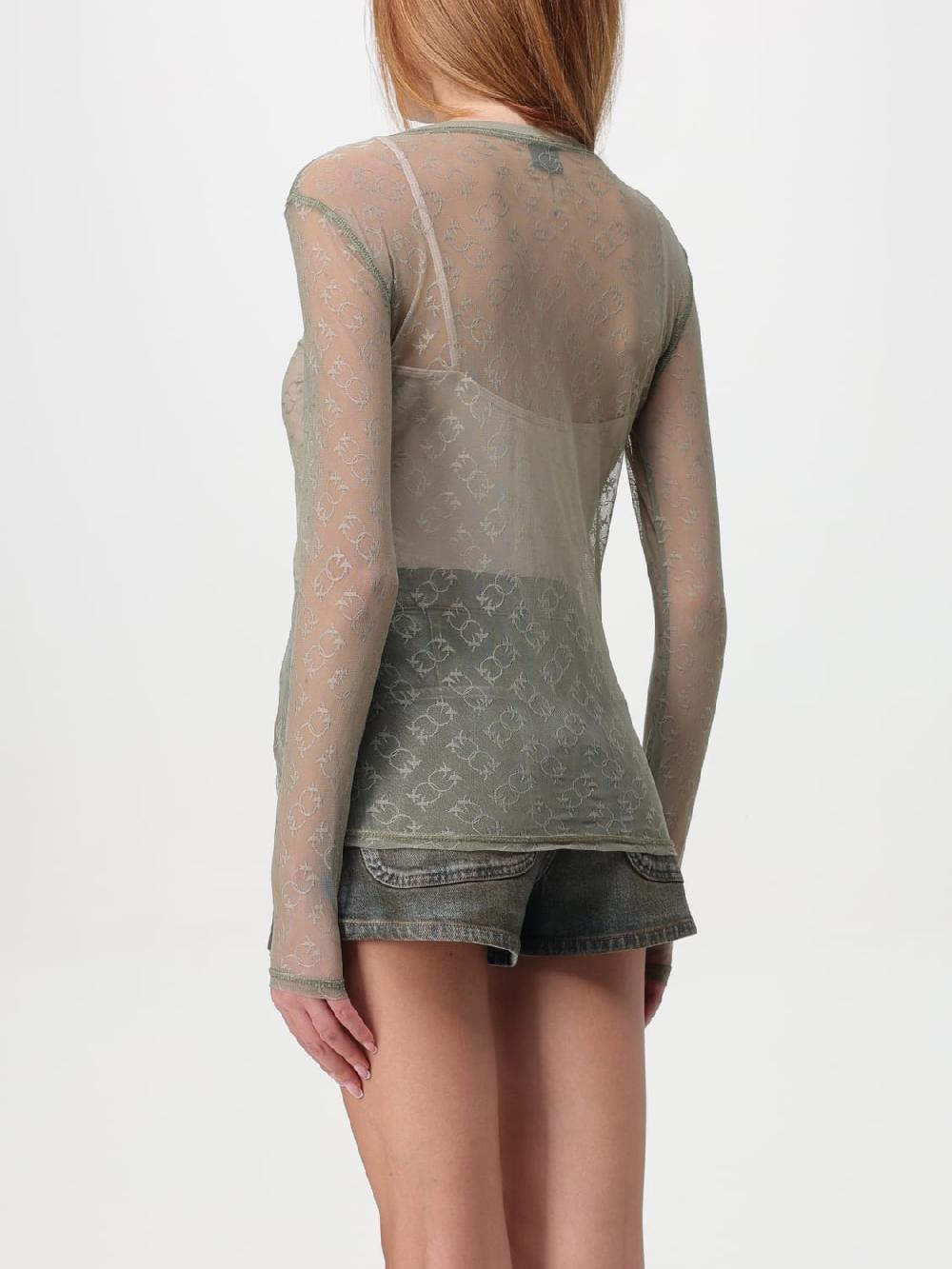 Giglio T-shirt Semi Trasparente Pinko In Cotone E Nylon