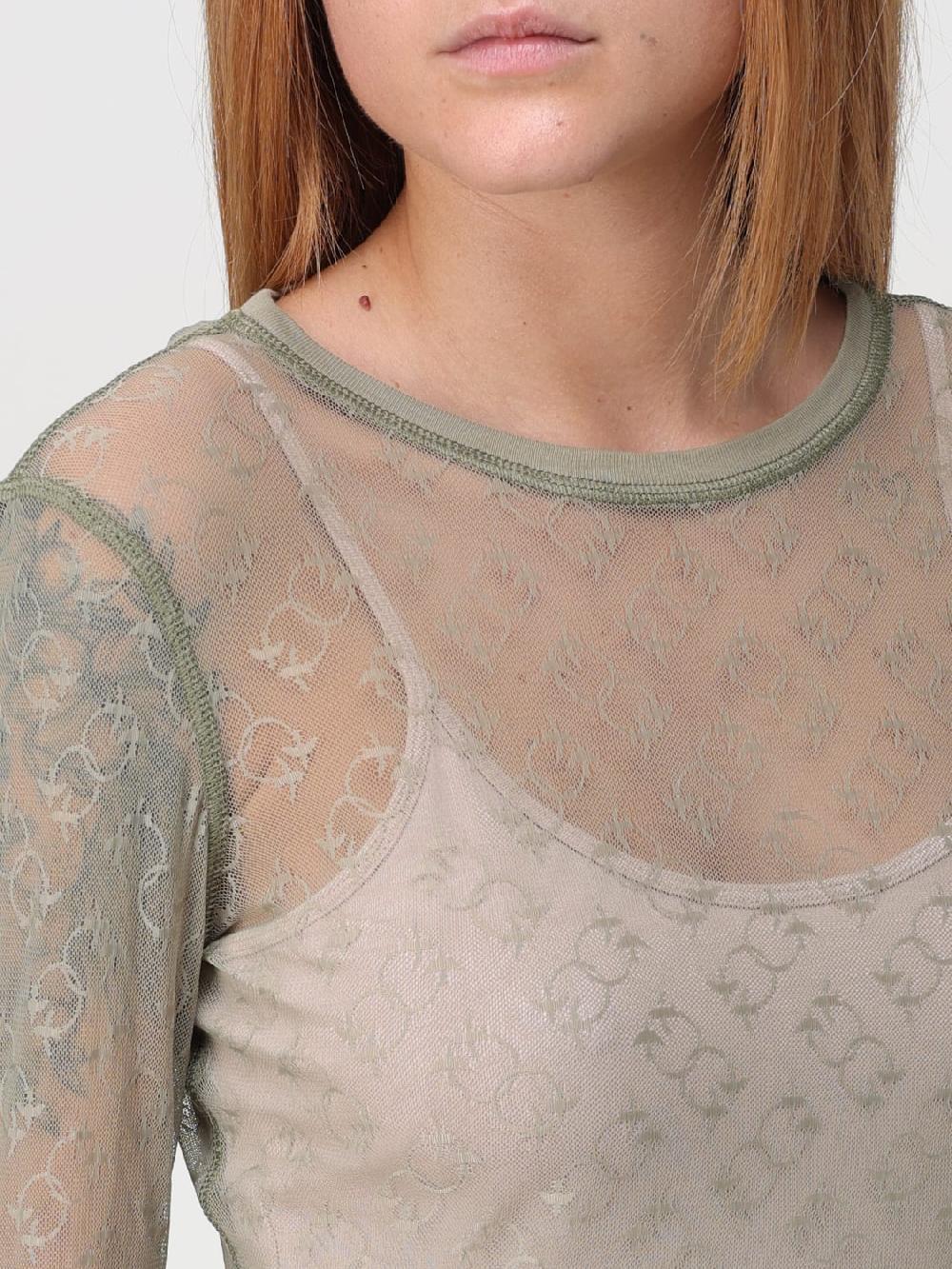Giglio T-shirt Semi Trasparente Pinko In Cotone E Nylon