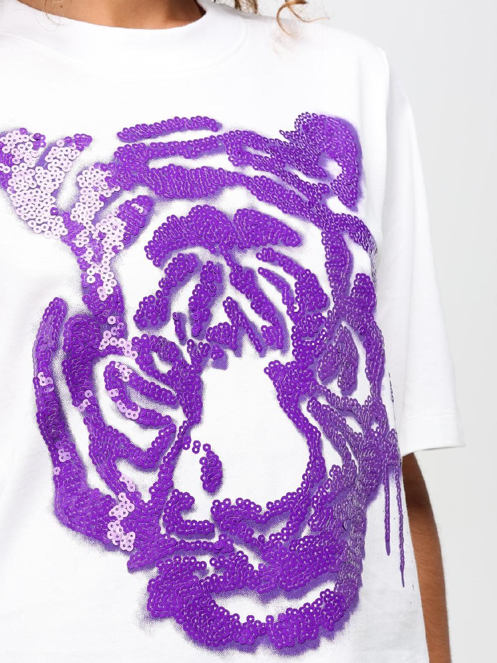 Giglio T-shirt Tiger Twinset - Actitude In Cotone Con Paillettes Ricamate