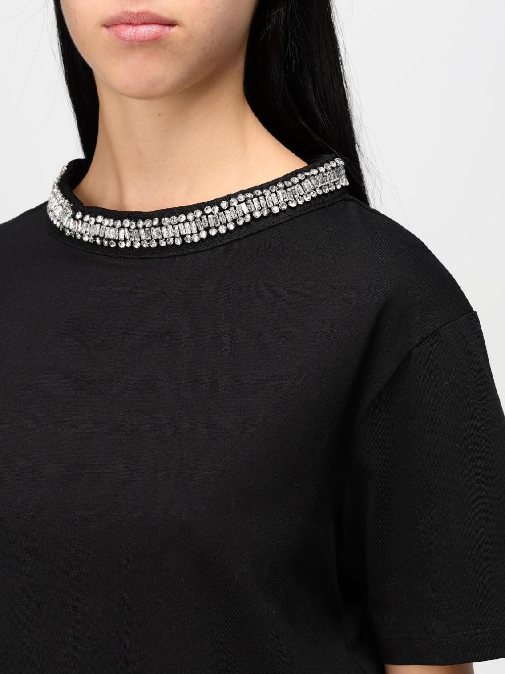 Giglio T-shirt Twinset - Actitude In Cotone Con Collo Di Strass