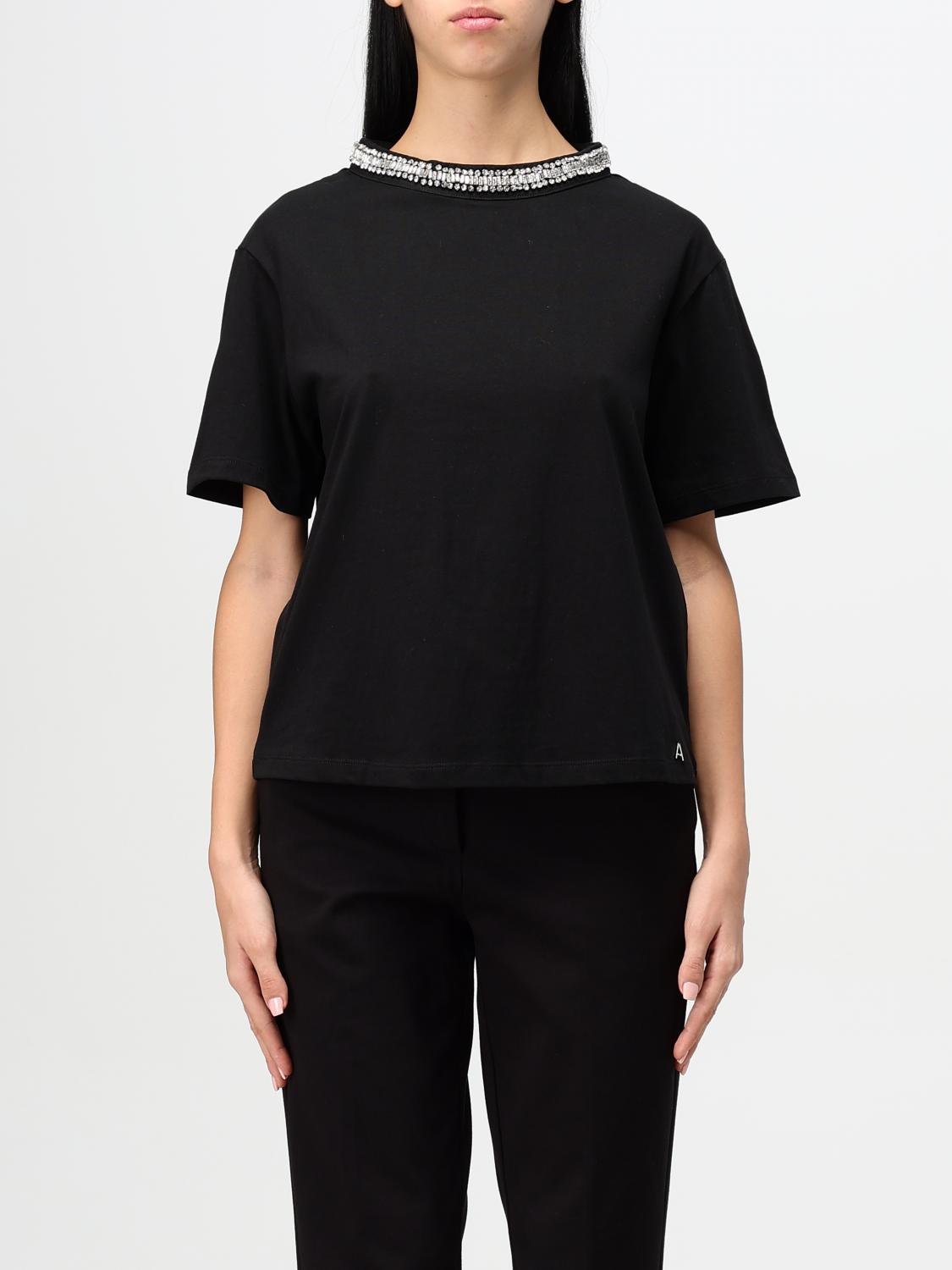Giglio T-shirt Twinset - Actitude in cotone con collo di strass