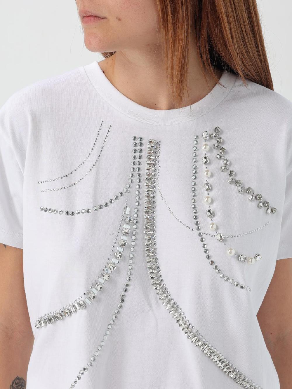 Giglio T-shirt Twinset - Actitude In Cotone Con Strass