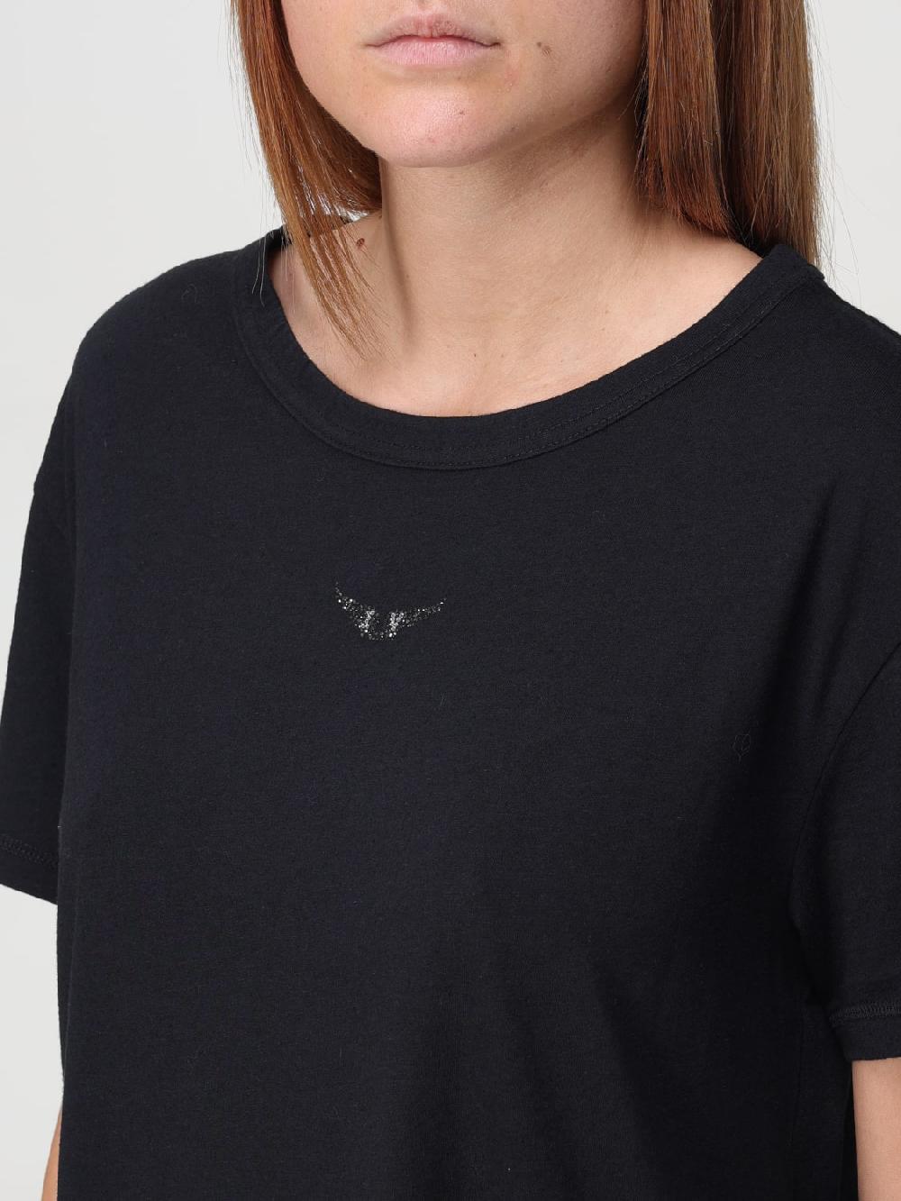Giglio T-shirt Zadig & Voltaire In Cotone E Lino Con Logo Di Strass