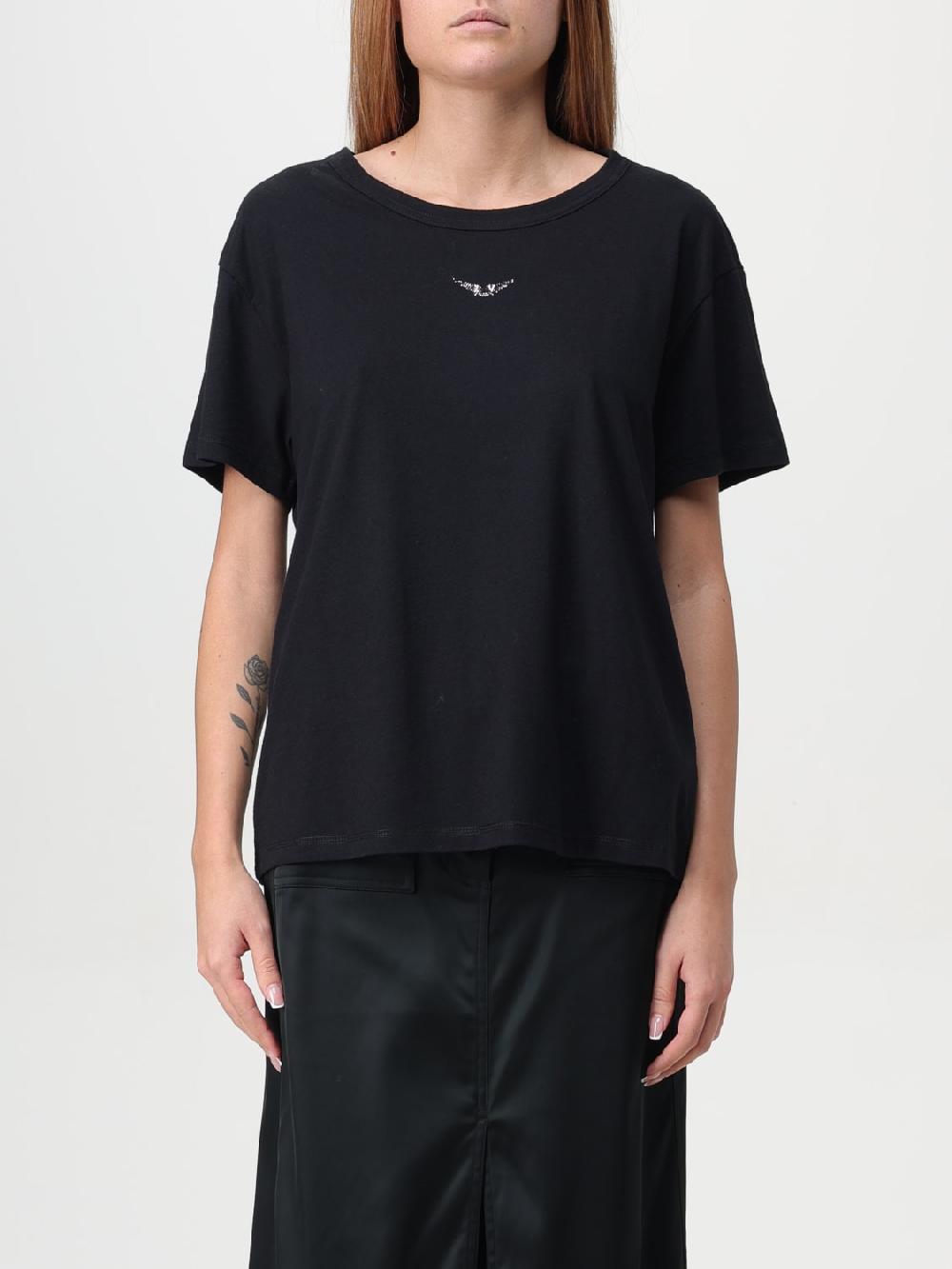 Giglio T-shirt Zadig & Voltaire in cotone e lino con logo di strass