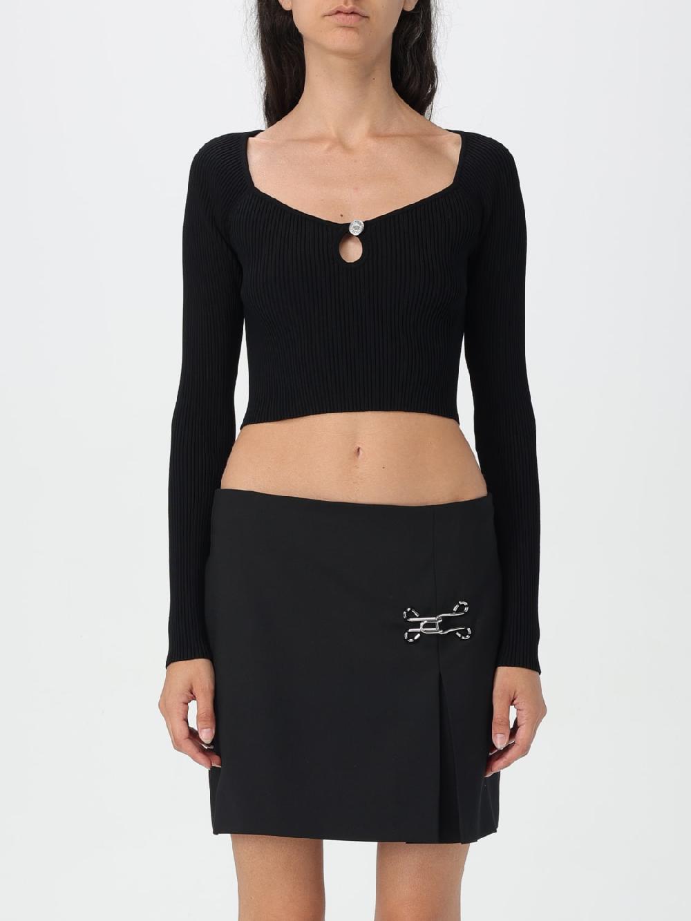 Giglio Top a costine con bottone gioiello Moschino Jeans