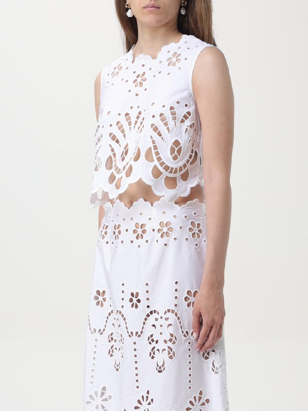 Giglio Top Corto In Popeline Di Cotone Cut Out Dolce & Gabbana