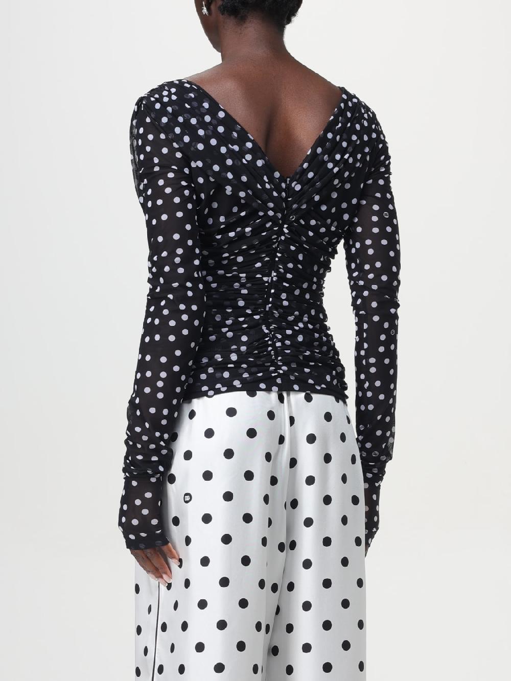 Giglio Top Dolce & Gabbana Drappeggiato In Tulle Stampa Pois