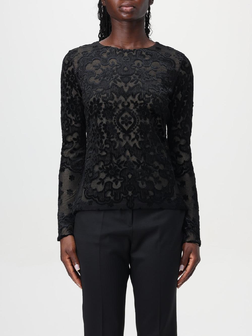 Giglio Top in tulle stretch Etro in velluto jacquard