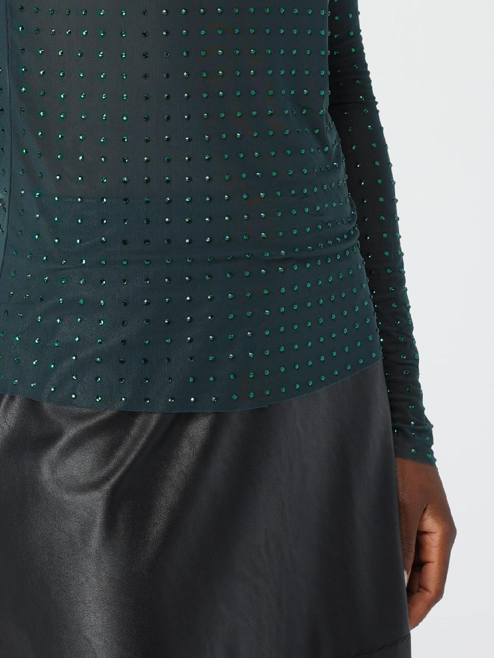 Giglio Top Semi Trasparente Pinko Con Cristalli All-over
