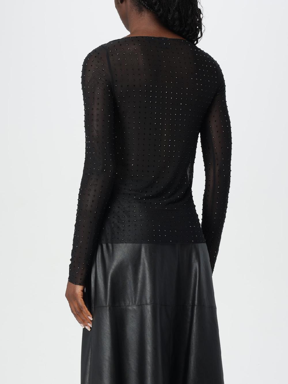 Giglio Top Semi Trasparente Pinko Con Cristalli All-over