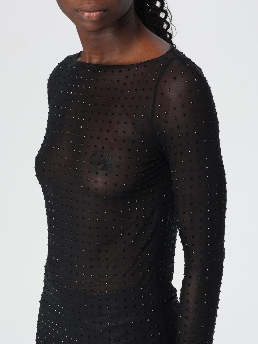 Giglio Top Semi Trasparente Pinko Con Cristalli All-over