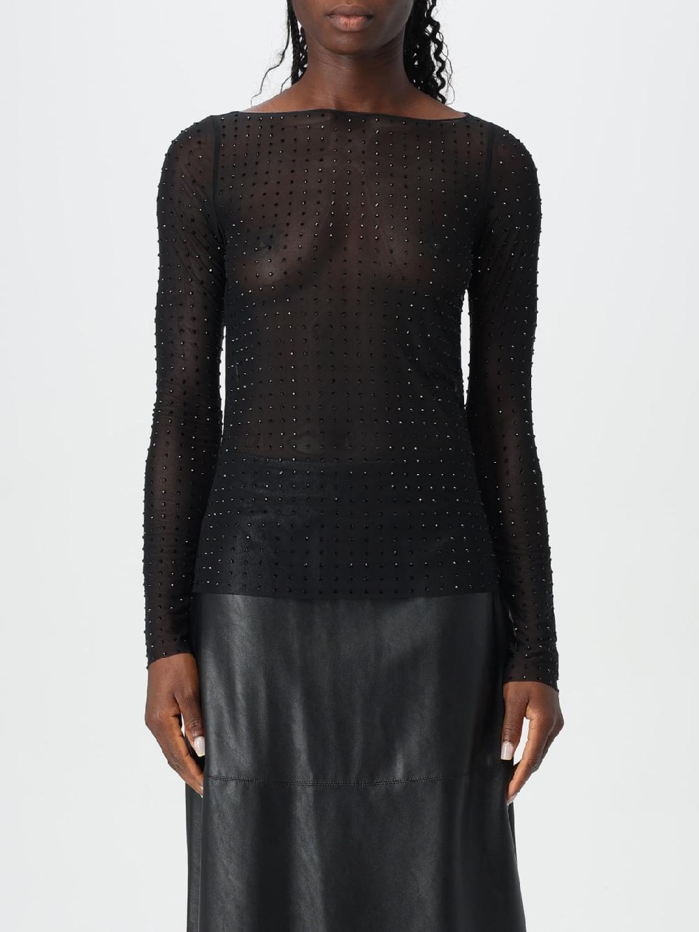 Giglio Top semi trasparente Pinko con cristalli all-over