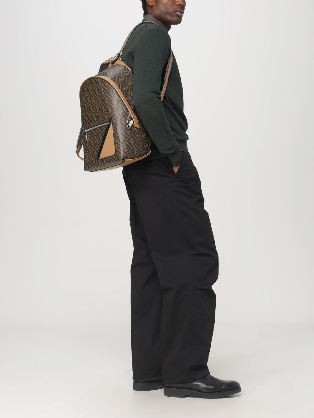 Giglio Zaino Chiodo Diagonal Fendi In Cotone Spalmato FF E Pelle