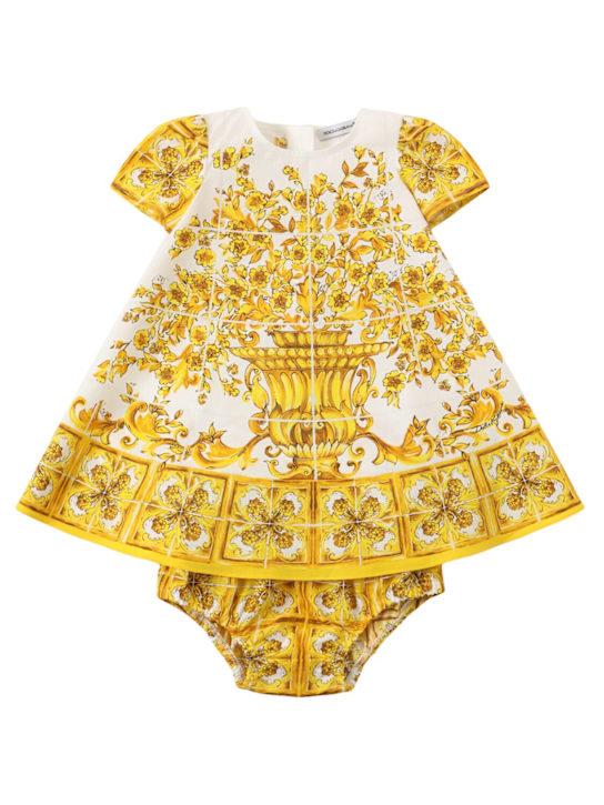 Luisaviaroma Abito e mutandina in cotone con stampa maiolica