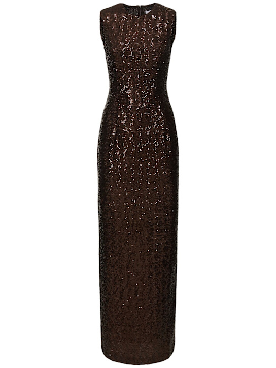Luisaviaroma Abito lungo in tessuto tech con paillette