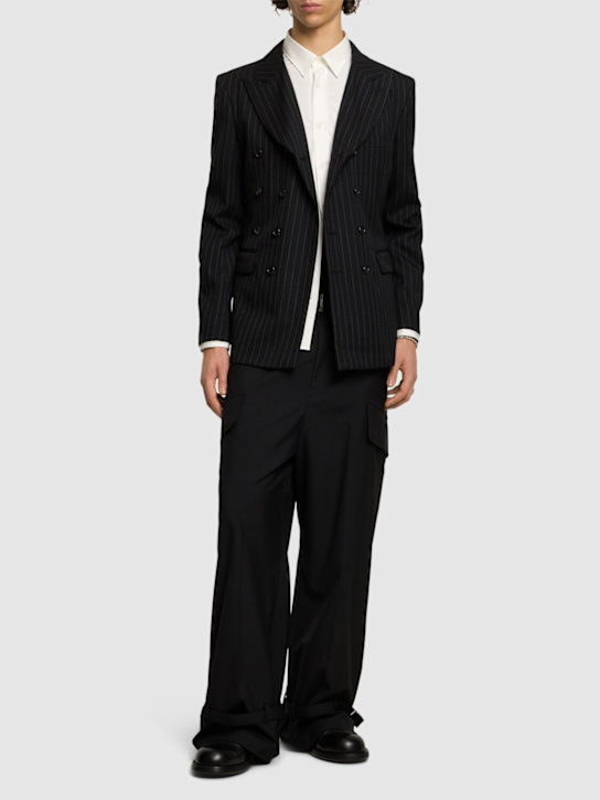 Luisaviaroma Blazer In Gabardina Di Lana Stretch Gessata