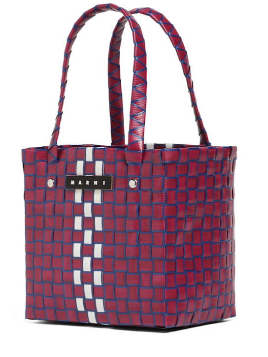 Luisaviaroma Borsa Bicolor Intrecciata Con Patch Logo