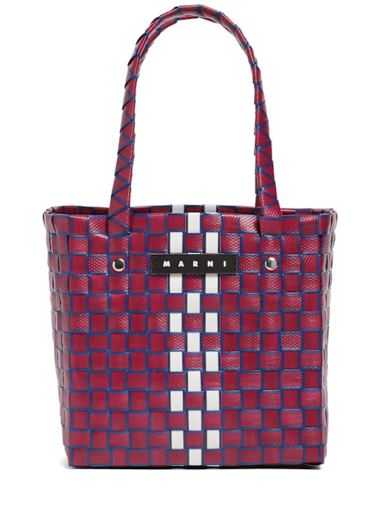 Luisaviaroma Borsa bicolor intrecciata con patch logo