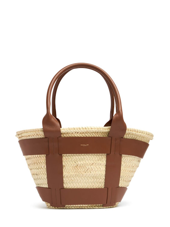 Luisaviaroma Borsa Santorini in foglie di palma e pelle