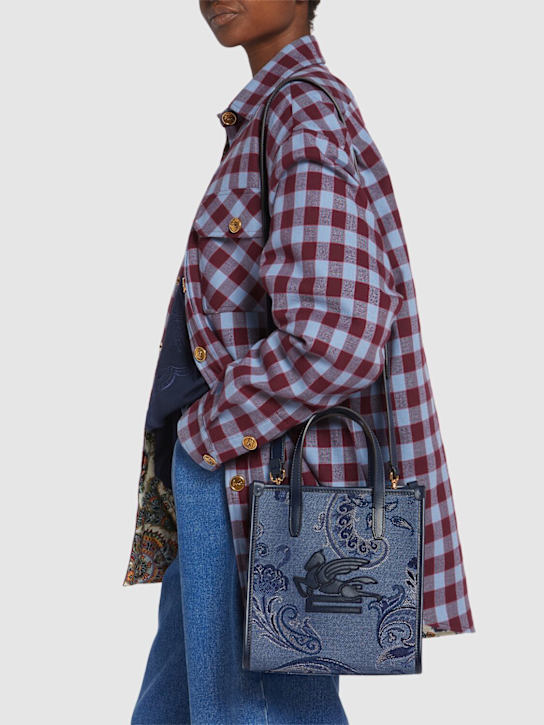 Luisaviaroma Borsa Tote Small Love Trotter In Denim Jacquard