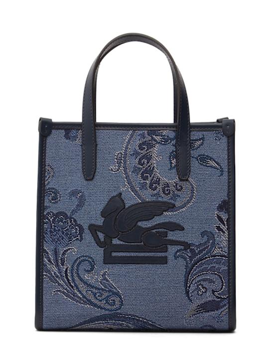 Luisaviaroma Borsa tote Small Love Trotter in denim jacquard