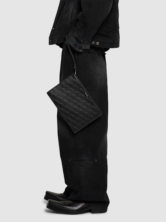Luisaviaroma Busta In Pelle Goffrata Con Laccino Da Polso