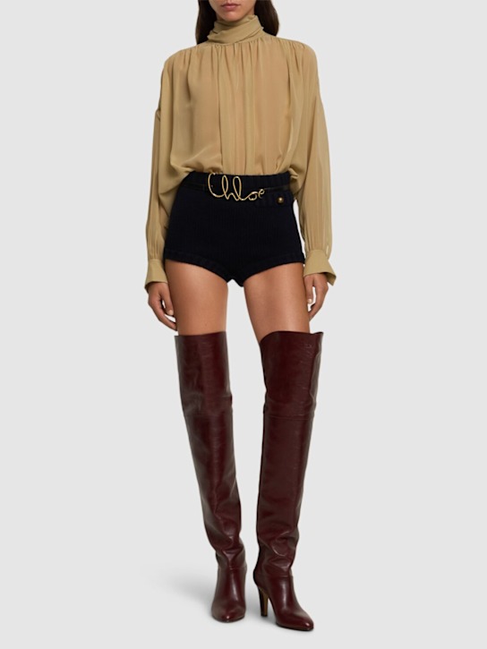 Luisaviaroma Camicia In Georgette Di Seta Drappeggiato