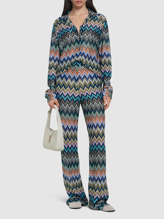 Luisaviaroma Camicia Maniche Lunghe In Viscosa Chevron