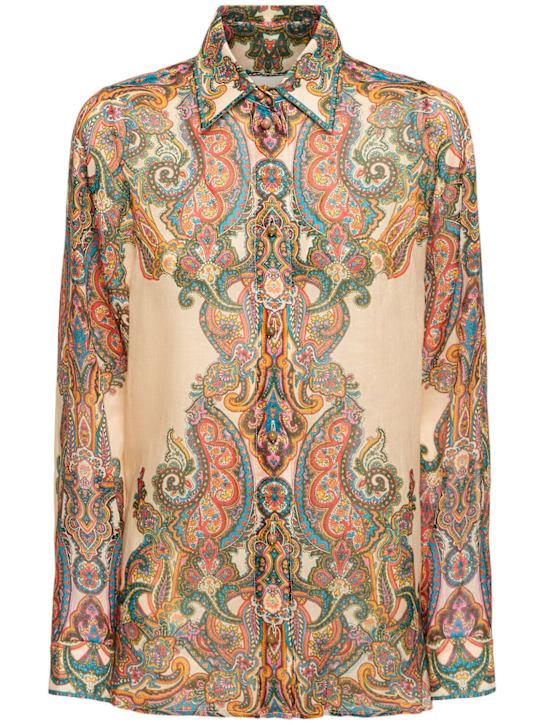 Luisaviaroma Camicia oversize Ottie in ramie stampato