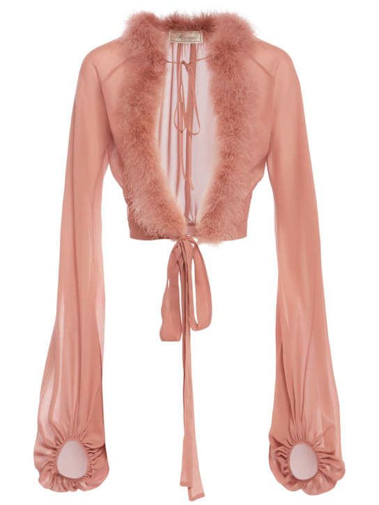 Luisaviaroma Camicia trasparente con profili in piuma