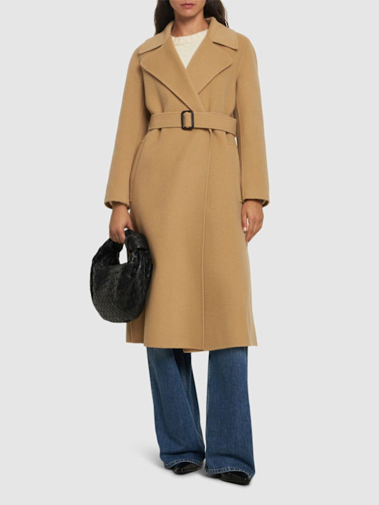 Luisaviaroma Cappotto Midi Manu In Lana Con Cintura