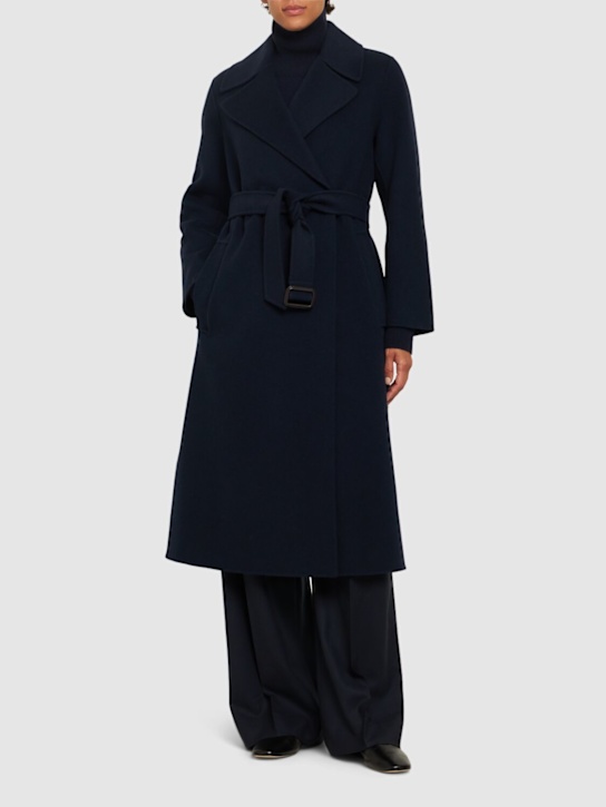 Luisaviaroma Cappotto Midi Manu In Lana Con Cintura