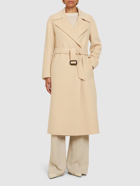 Luisaviaroma Cappotto Midi Manu In Lana Con Cintura