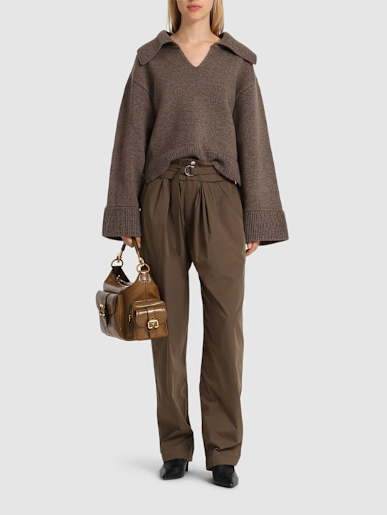 Luisaviaroma Celia High Rise Cotton Blend Wide Pants