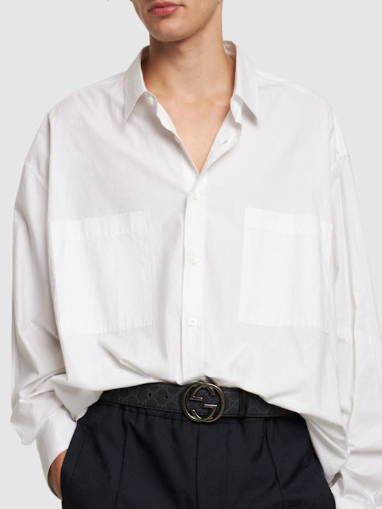 Luisaviaroma Cintura GG Supreme In Tela E Pelle 4cm