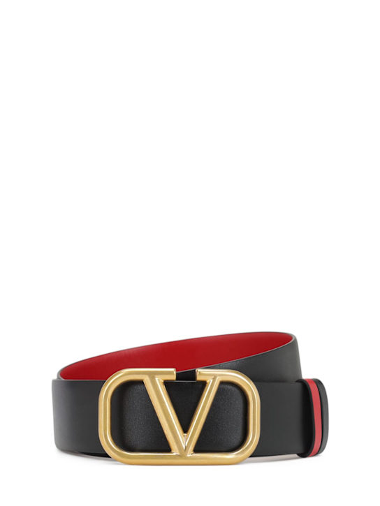 Luisaviaroma Cintura reversibile in pelle con logo 4cm