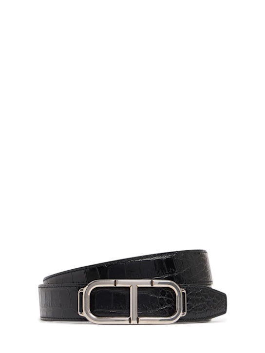 Luisaviaroma Cintura T Belt in pelle stampa coccodrillo 30mm