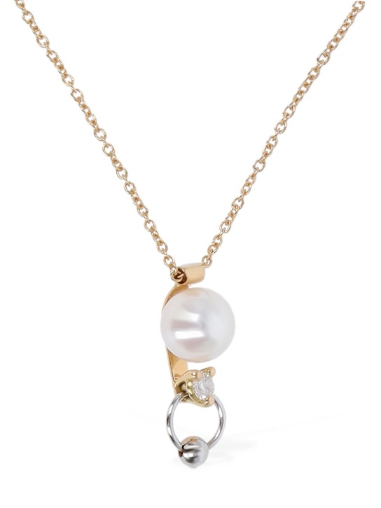 Luisaviaroma Collana 2 in 1 in oro 18kt con diamanti e perla