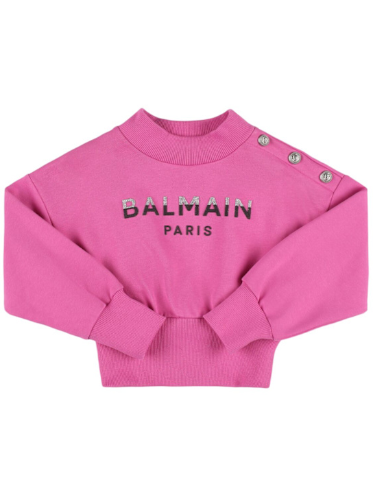 Luisaviaroma Felpa in cotone con stampa logo glitter