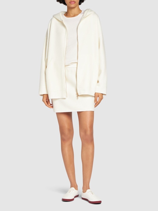 Luisaviaroma Felpa Saio In Misto Lana / Cappuccio E Zip