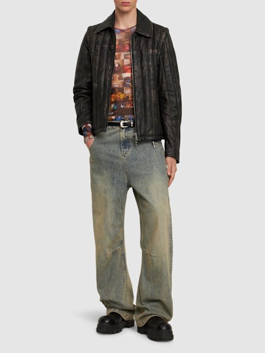 Luisaviaroma Giacca Biker Albert In Pelle Effetto Distressed